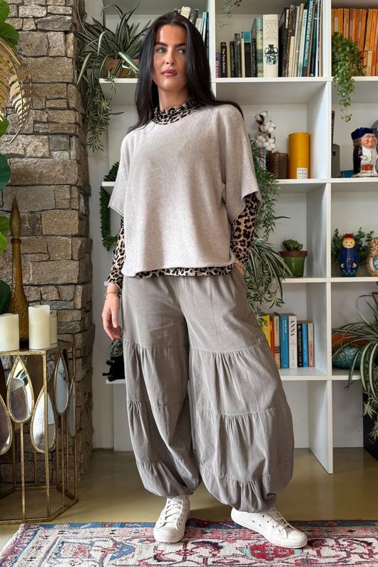 Basso Baby Cord Tiered Cuff Pant Earth